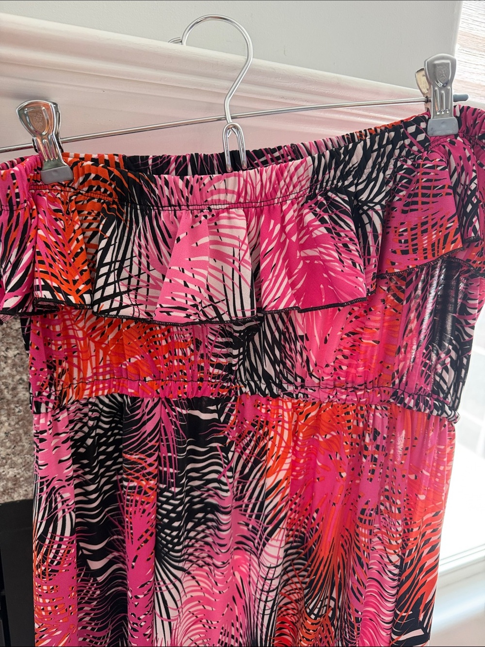 Tropical Pink & Orange Strapless Maxi Dress - Picture 6 of 6